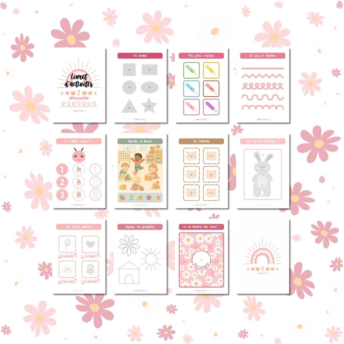 {{ product.title }} – livret d’activités enfants 2 à 4 ans en version physique ou PDF | Bluey, Spidey, Pyjamasques, Je découvre l’été – jeux éducatifs à imprimer