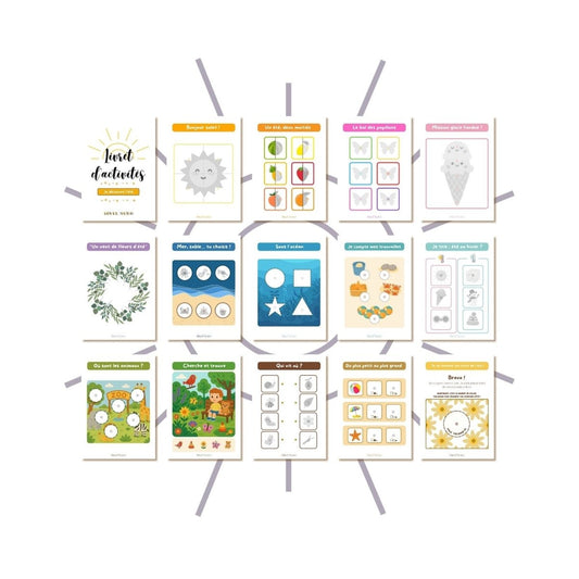 {{ product.title }} – livret d’activités enfants 2 à 4 ans en version physique ou PDF | Bluey, Spidey, Pyjamasques, Je découvre l’été – jeux éducatifs à imprimer