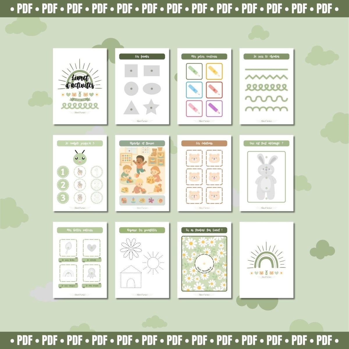 {{ product.title }} – livret d’activités enfants 2 à 4 ans en version physique ou PDF | Bluey, Spidey, Pyjamasques, Je découvre l’été – jeux éducatifs à imprimer